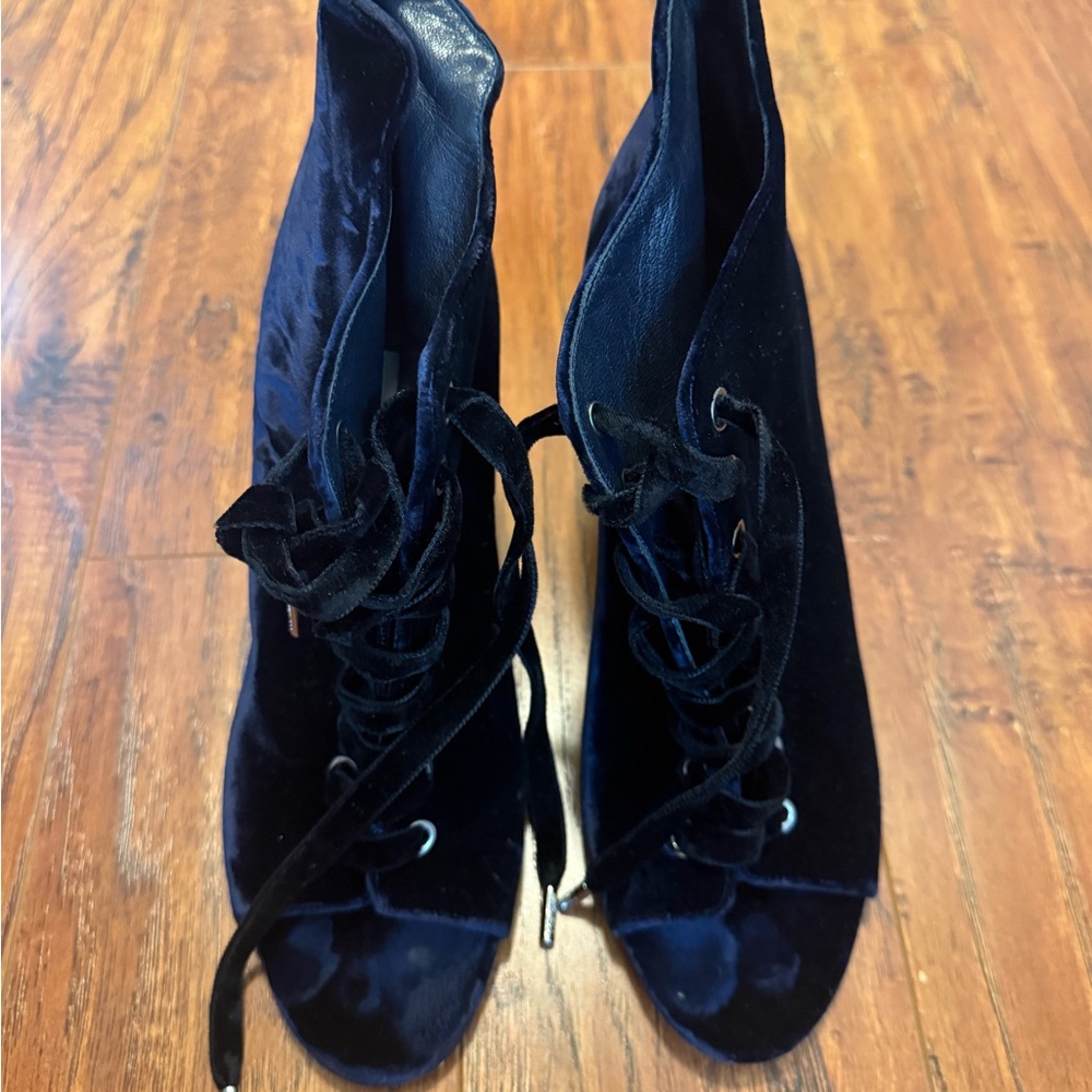 Jimmy Choo Black Velvet Lace Up Boots